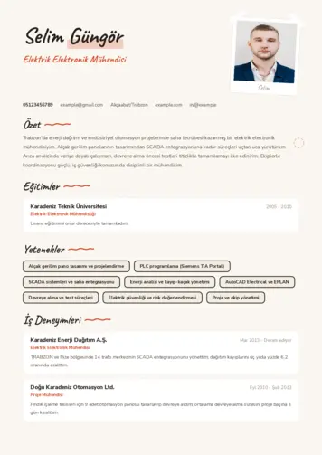 Elektrikçi CV Örnekleri cv indir